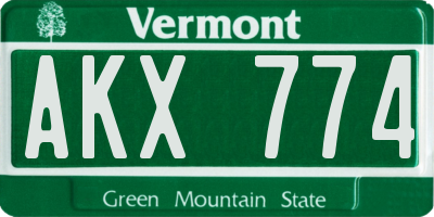 VT license plate AKX774