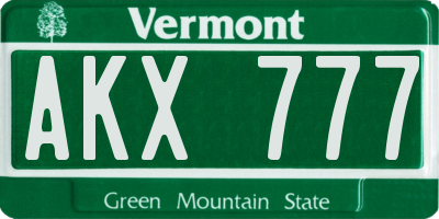 VT license plate AKX777