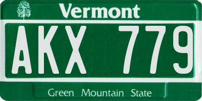 VT license plate AKX779