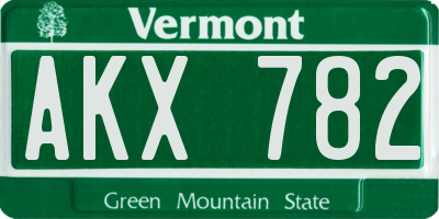 VT license plate AKX782