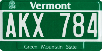 VT license plate AKX784