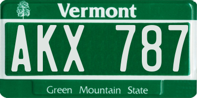 VT license plate AKX787