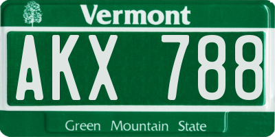 VT license plate AKX788