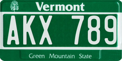 VT license plate AKX789