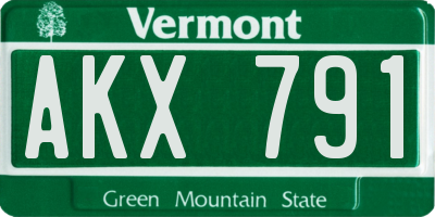 VT license plate AKX791
