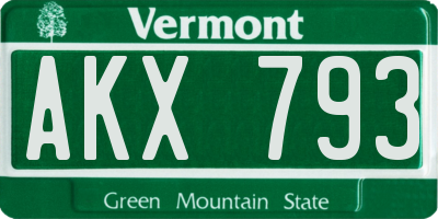 VT license plate AKX793