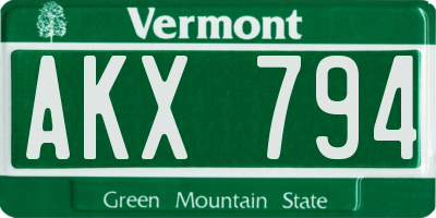 VT license plate AKX794