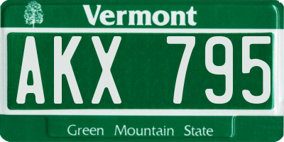 VT license plate AKX795