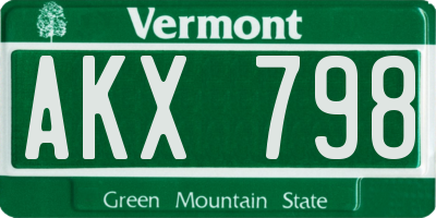 VT license plate AKX798