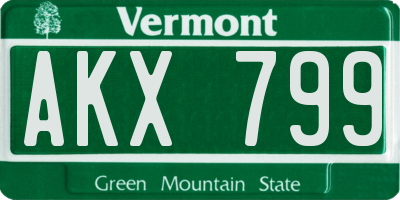 VT license plate AKX799