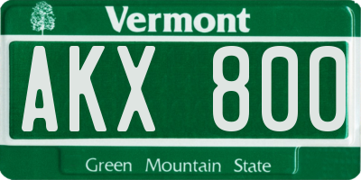 VT license plate AKX800