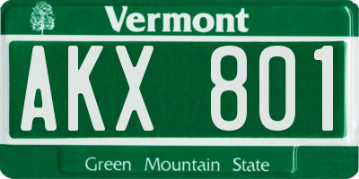 VT license plate AKX801