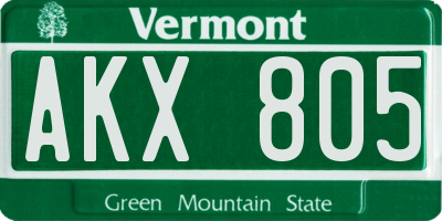 VT license plate AKX805