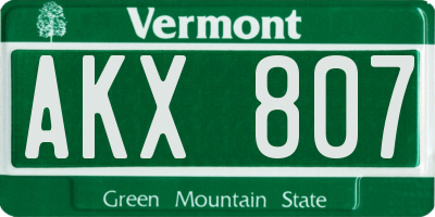 VT license plate AKX807