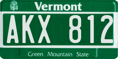 VT license plate AKX812