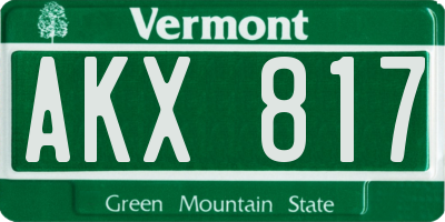 VT license plate AKX817