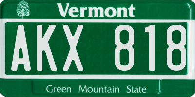 VT license plate AKX818