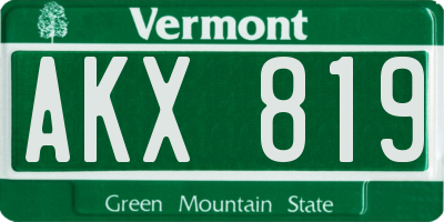 VT license plate AKX819