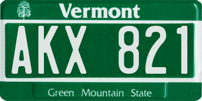 VT license plate AKX821
