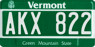 VT license plate AKX822