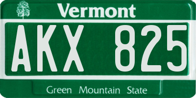 VT license plate AKX825