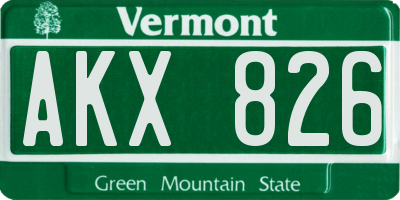 VT license plate AKX826