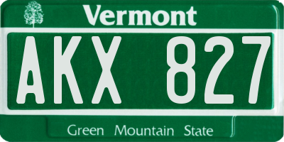 VT license plate AKX827