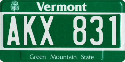 VT license plate AKX831
