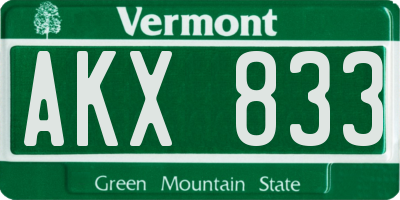 VT license plate AKX833