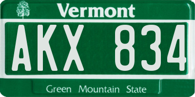VT license plate AKX834
