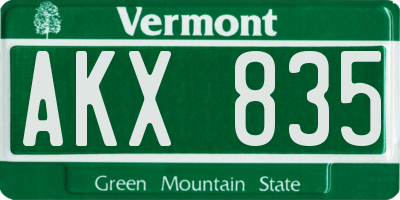 VT license plate AKX835