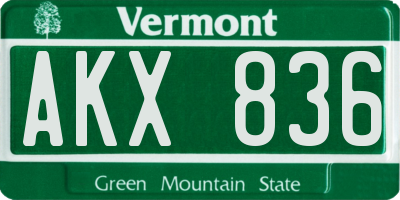 VT license plate AKX836