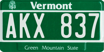 VT license plate AKX837