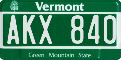 VT license plate AKX840