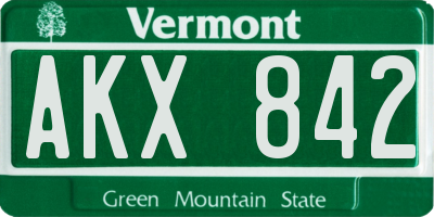 VT license plate AKX842