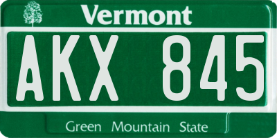 VT license plate AKX845