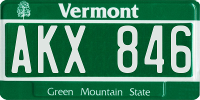 VT license plate AKX846