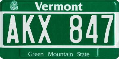 VT license plate AKX847