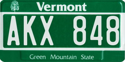 VT license plate AKX848