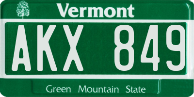 VT license plate AKX849