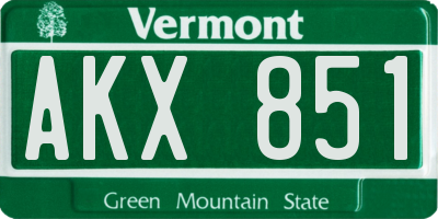 VT license plate AKX851