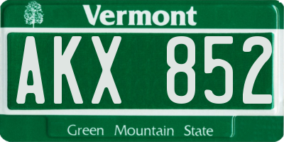 VT license plate AKX852
