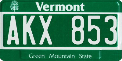 VT license plate AKX853