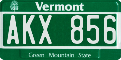 VT license plate AKX856