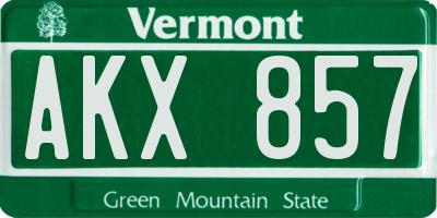 VT license plate AKX857
