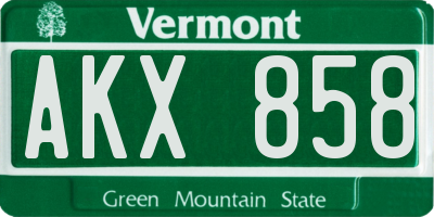 VT license plate AKX858