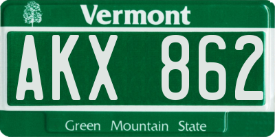 VT license plate AKX862
