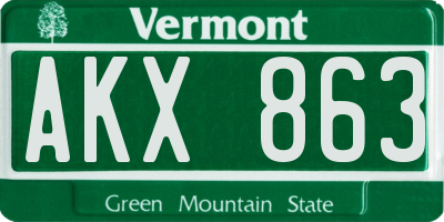 VT license plate AKX863