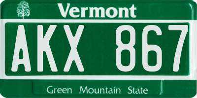 VT license plate AKX867
