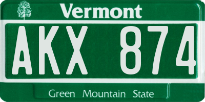 VT license plate AKX874